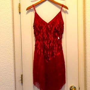 Red Sequined Dancing Dress